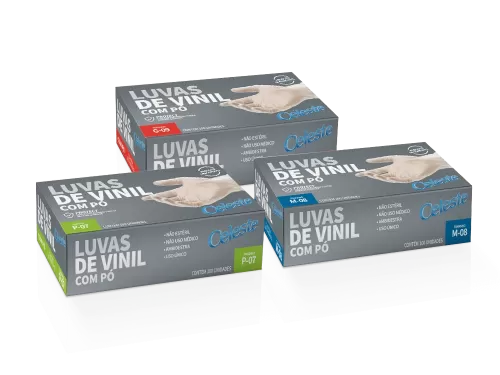 Luvas de vinil com pó
